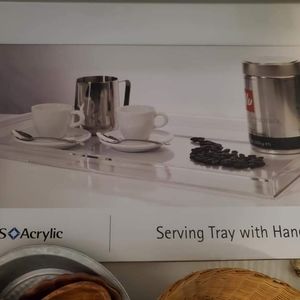 Acrylic Clear Seving Tray with Handles ◇ 21" x 11 5/8"